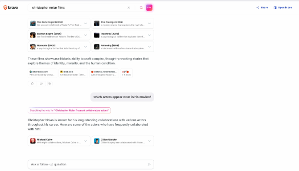 Brave搜索推出AI对话功能，打造搜索引擎新体验