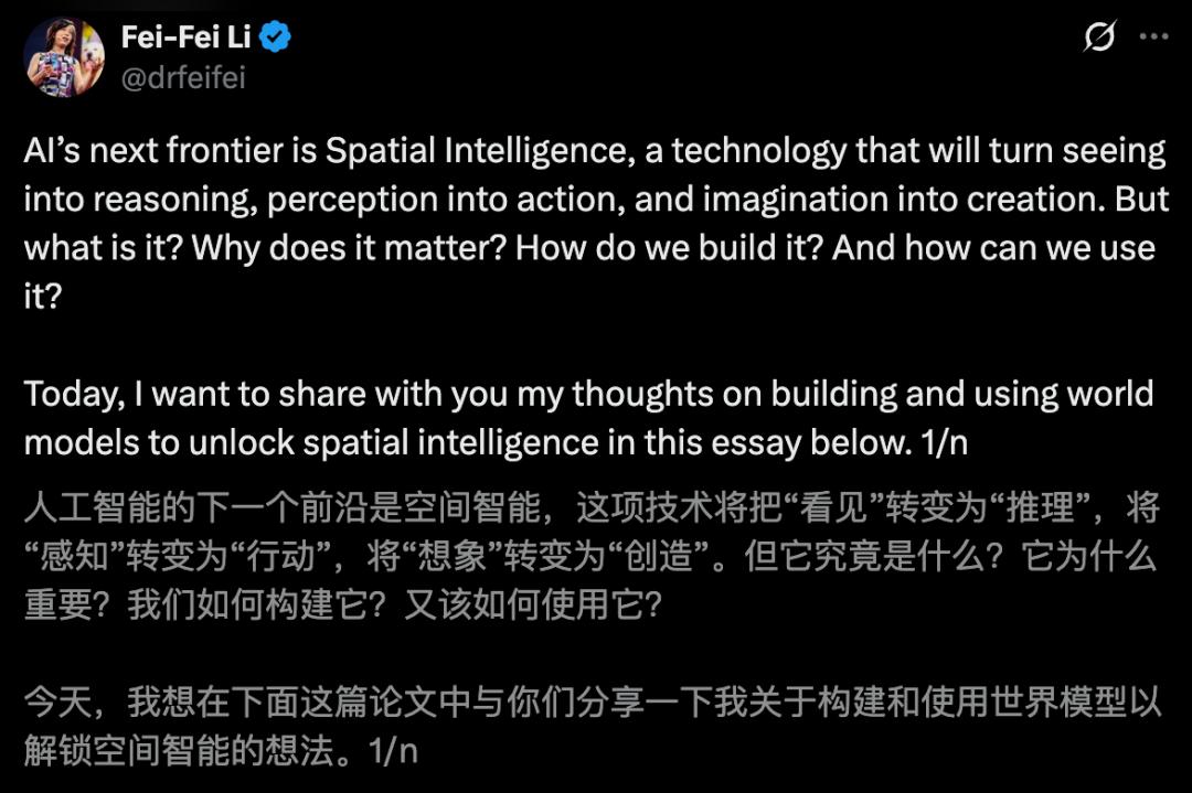 李飞飞万字长文爆了，定义AI下一个十年